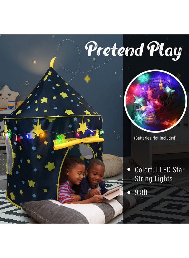 LotFancy Play Tent For Boys With Star Lights And Storage Carrying Bag Pop Up Play Tent House For Kids Toddlers Indoor And Outdoor Use Foldable Portable Blue - Image 3