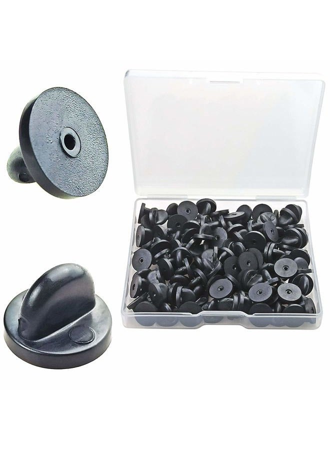 TTSAM Lapel Pin Backing Holder Clasp Butterfly Clutch PVC Rubber Pin Backs Keepers Replacement for Uniform Badges Comfort Fit Tie Tack Black 200192 - Image 1