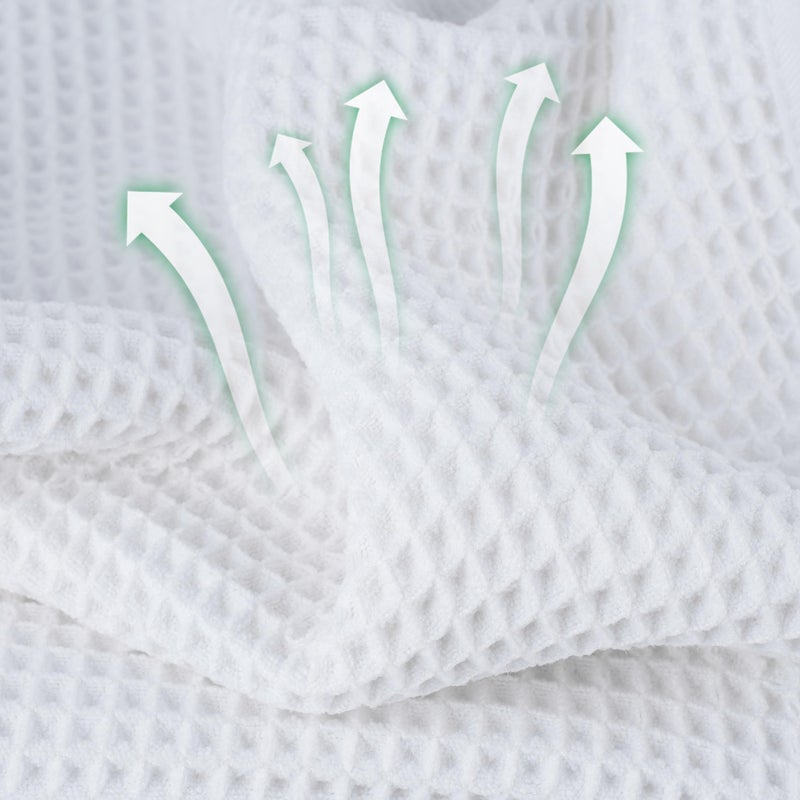 Microfiber Waffle Hand Towels, 2 Pieces, Soft, Absorbent, Fast Drying, Lint Free 430 GSM (White) - Image 2
