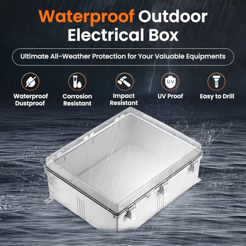 QILIPSU Waterproof Junction Box IP67 Outdoor Plastic Electrical Project Enclosure Weatherproof with Mounting Plate, Wall Brackets, Hinged Clear Cover 20"x16.1"x7.9" CC - Image 2