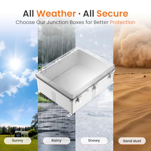 QILIPSU Waterproof Junction Box IP67 Outdoor Plastic Electrical Project Enclosure Weatherproof with Mounting Plate, Wall Brackets, Hinged Clear Cover 20"x16.1"x7.9" CC - Image 5