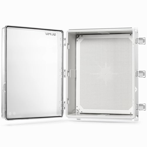 QILIPSU Waterproof Junction Box IP67 Outdoor Plastic Electrical Project Enclosure Weatherproof with Mounting Plate, Wall Brackets, Hinged Clear Cover 20"x16.1"x7.9" CC - Image 1