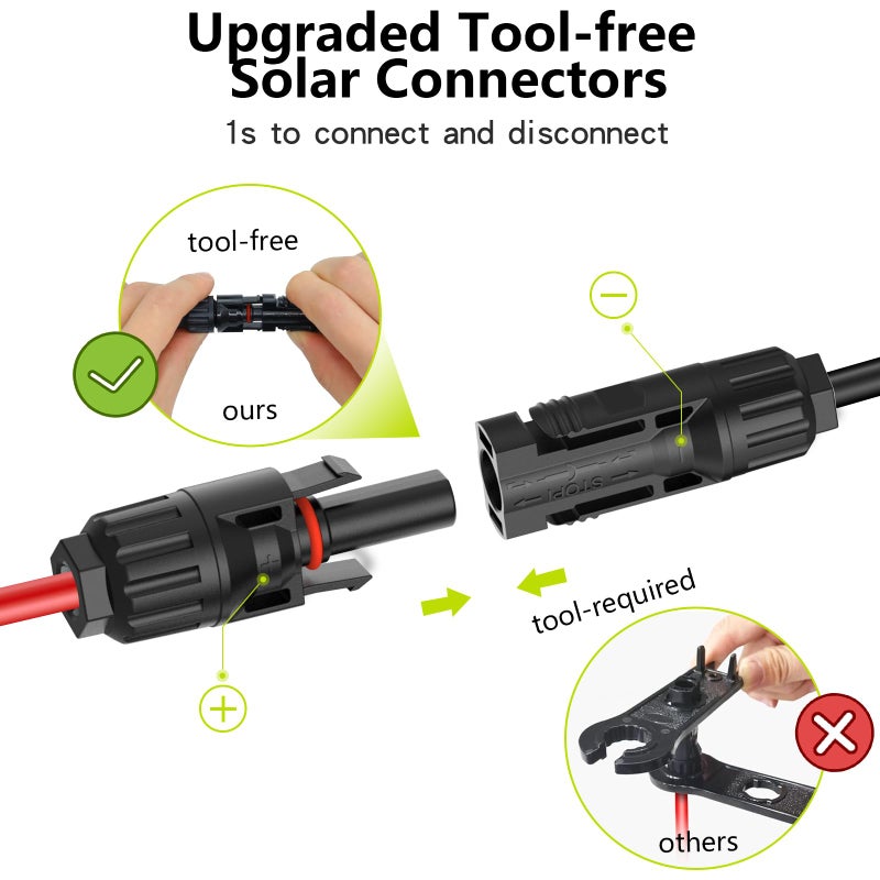JXMXRPV Solar Connectors for 4 Solar Panels,Tool-Free Solar Panels Connectors,Waterproof Solar Panel Splitter, 2 to 8 Y Branch Parallel Adapter for Solar Cable Extension - Image 3