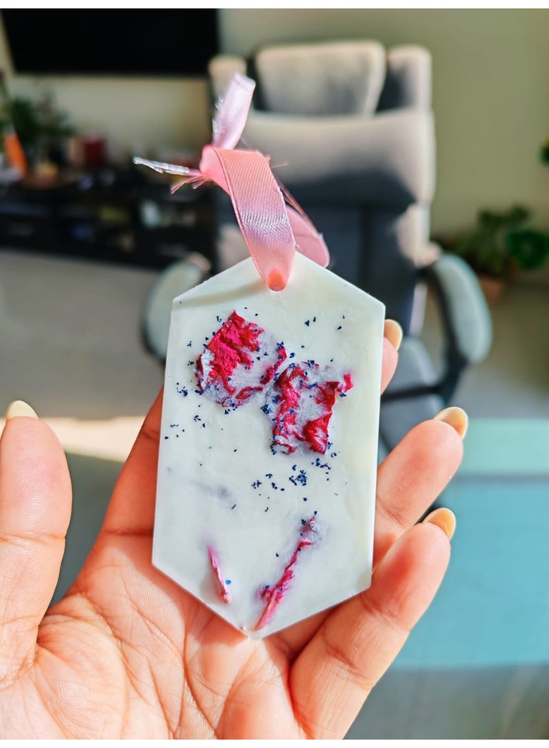 Glowlyn Scented Air Freshner, Hanging Car Air Freshner, Wax Sachet with Rose petals, Lasts upto 8 weeks, Wax Sachets for Drawers & closet, Home Fragrance Sachet for Lover/Home/Car Fragrance Product - Image 1