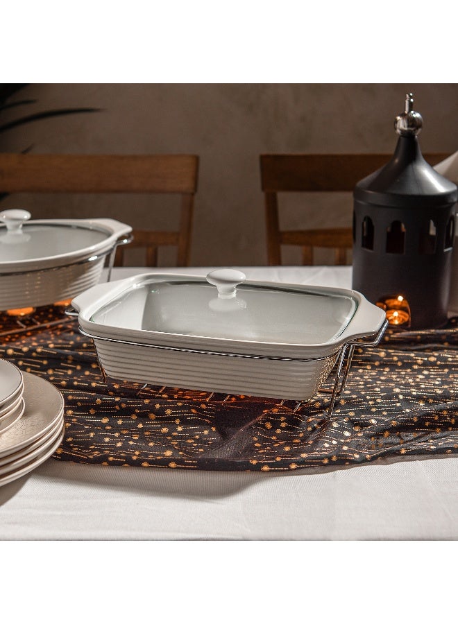 La Mesa 15"Rect. Casserole With Candle Stand Silver - Image 4