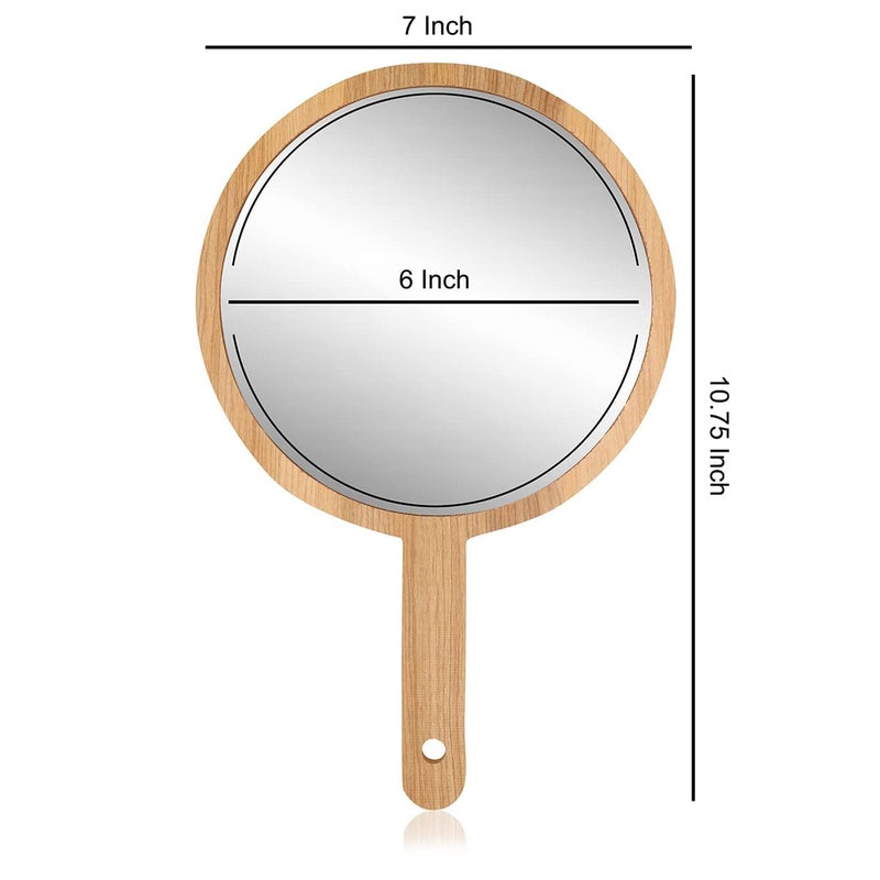 Victor Enterprises Wooden Handheld Beauty Makeup Mirror Set of 2 Round Shape 1075 inch Oval Shape 1075 Inch Salon Mirror Dressing Table Mirror Shaving Mirror and Travel Mirror - Image 3