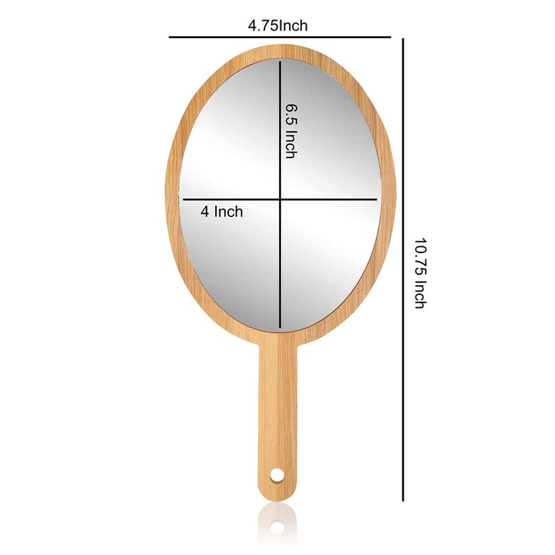 Victor Enterprises Wooden Handheld Beauty Makeup Mirror Set of 2 Round Shape 1075 inch Oval Shape 1075 Inch Salon Mirror Dressing Table Mirror Shaving Mirror and Travel Mirror - Image 4