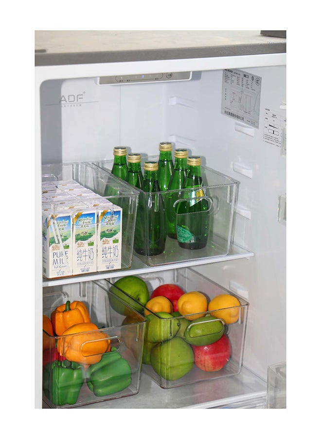 ايست من نون 4 قطع من صناديق التخزين المربعة الشفافة بمقابض - خالية من مادة BPA، متينة بسعة 10 كجم، منظم متعدد الأغراض للمخزن، والخزانة، وغرفة الغسيل، والمطبخ، والحمام، وتنظيم أسفل الحوض 28.5 × 20.2 × 15.6 سم - Image 3