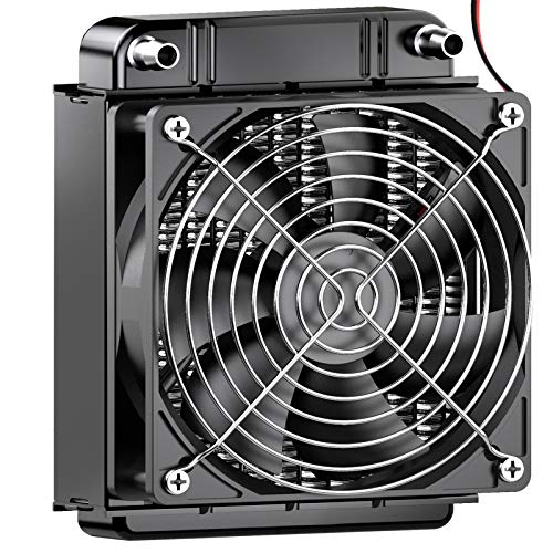 Clyxgs Water Cooling Radiator, 8 Pipe Aluminum Heat Exchanger Radiator with Fan for PC CPU Computer Water Cool System DC12V 80mm Black - Image 1