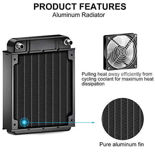 Clyxgs Water Cooling Radiator, 8 Pipe Aluminum Heat Exchanger Radiator with Fan for PC CPU Computer Water Cool System DC12V 80mm Black - Image 4