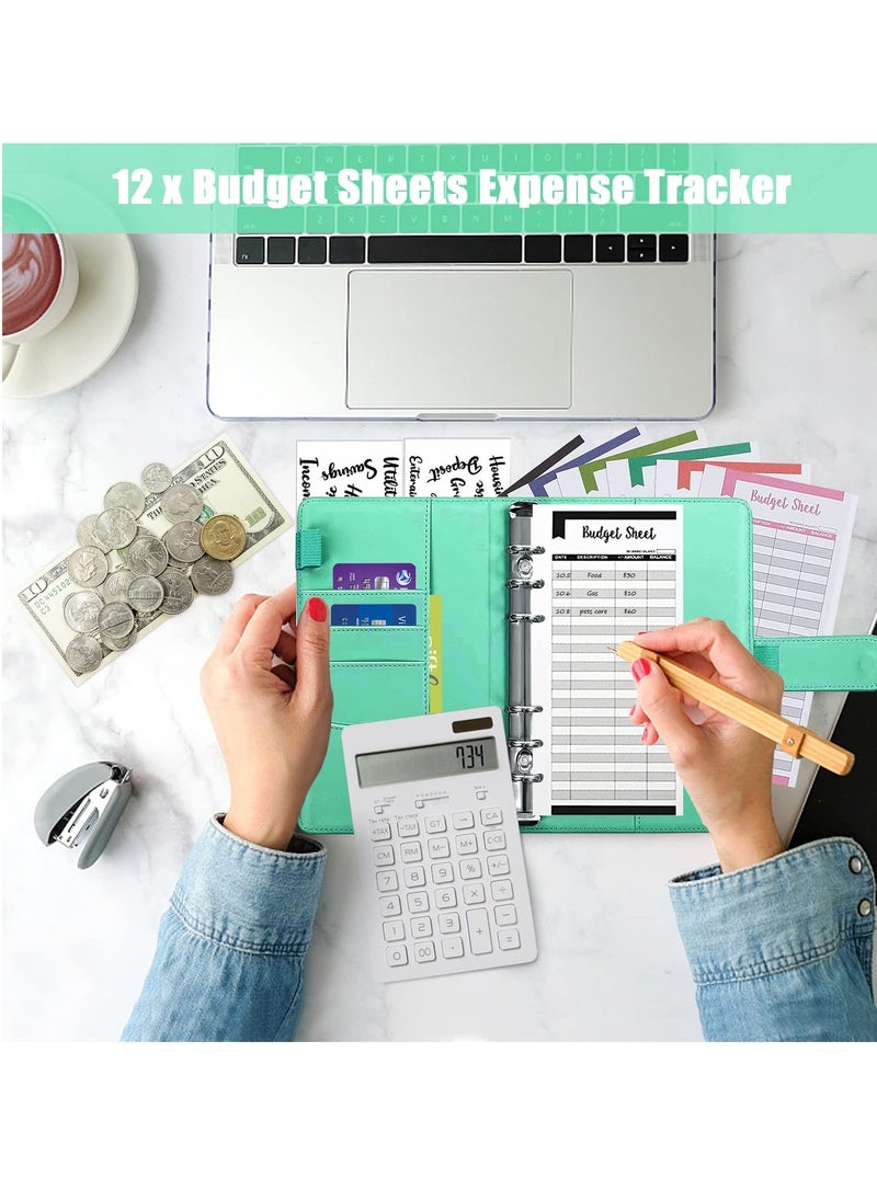 KASTWAVE - Budget Binder with 8pcs Cash Envelopes for Budgeting, Crocodile Pattern A6 Binder with 2Pcs Label Stickers and 12Pcs Expense Trackers Money Organizer for Cash for Saving Binder(Green) - Image 1