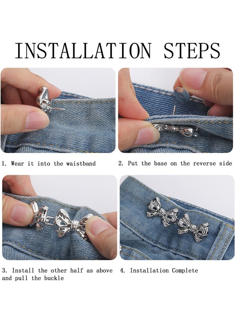 SUNSAR 8 Pairs Bow shaped Waist Tightening Pins Detachable Nail  free Sew free for Adjusting Waist of Jeans Pants and Skirts - Image 3