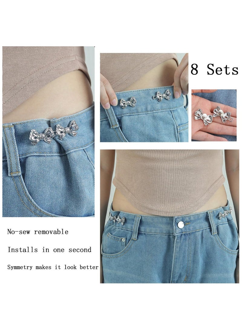 SUNSAR 8 Pairs Bow shaped Waist Tightening Pins Detachable Nail  free Sew free for Adjusting Waist of Jeans Pants and Skirts - Image 4