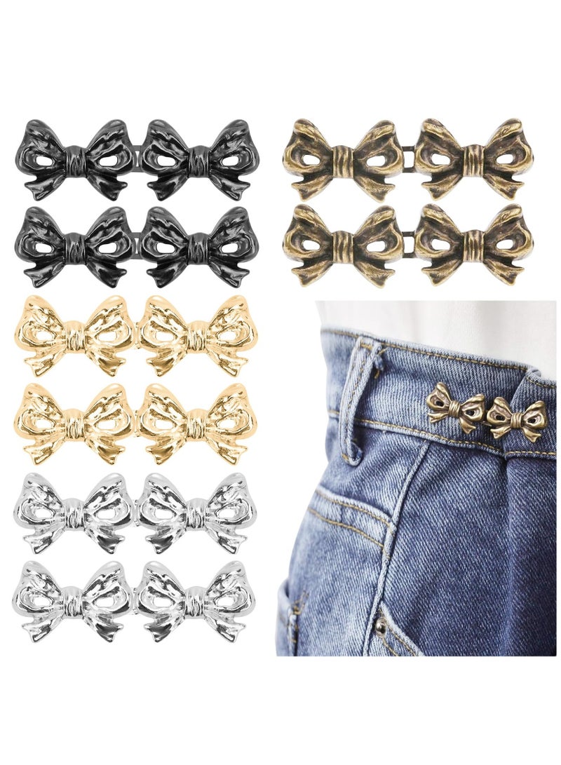 SUNSAR 8 Pairs Bow shaped Waist Tightening Pins Detachable Nail  free Sew free for Adjusting Waist of Jeans Pants and Skirts - Image 1