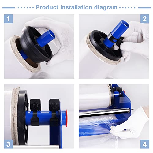 Epidioxi Hand Film Wrapping Machine 19.5" Manual Stretch Film Wrapper Cling Film Dispenser Tool for Food Tray packaging (Blue) - Image 5