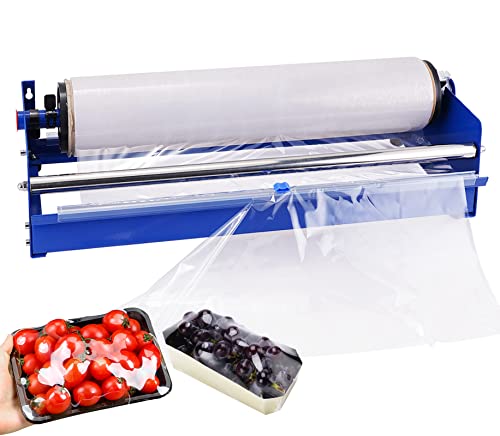 Epidioxi Hand Film Wrapping Machine 19.5" Manual Stretch Film Wrapper Cling Film Dispenser Tool for Food Tray packaging (Blue) - Image 1