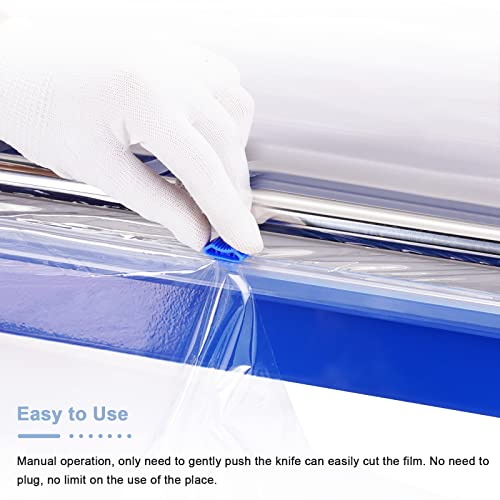 Epidioxi Hand Film Wrapping Machine 19.5" Manual Stretch Film Wrapper Cling Film Dispenser Tool for Food Tray packaging (Blue) - Image 2