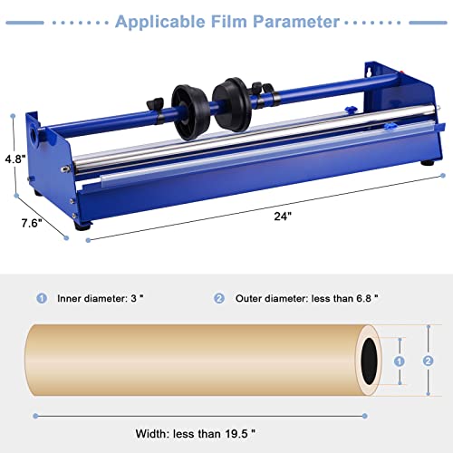 Epidioxi Hand Film Wrapping Machine 19.5" Manual Stretch Film Wrapper Cling Film Dispenser Tool for Food Tray packaging (Blue) - Image 4