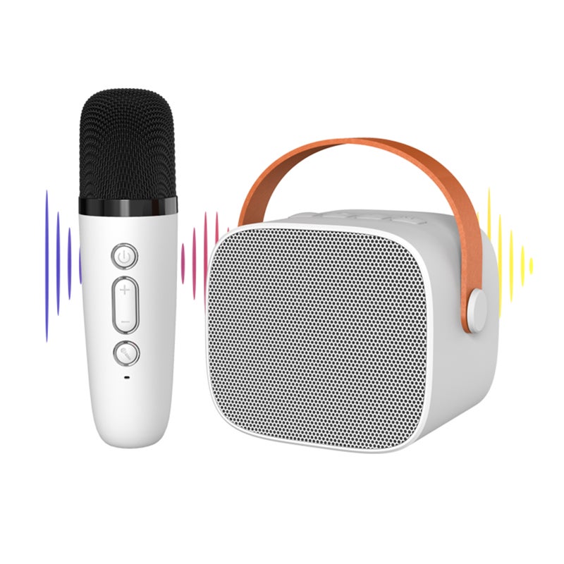 Portable Karaoke Machine: 1 White Mic With Upgraded HD Microphone Core - Powerful 57mm Full-Range Speaker for Kids, Home Travel Outdoor Use - Image 1