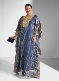 Khizana Plus size embroidered kaftan with sleevless inner  - Image 5