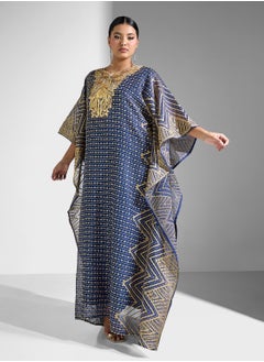 Khizana Plus size embroidered kaftan with sleevless inner  - Image 1