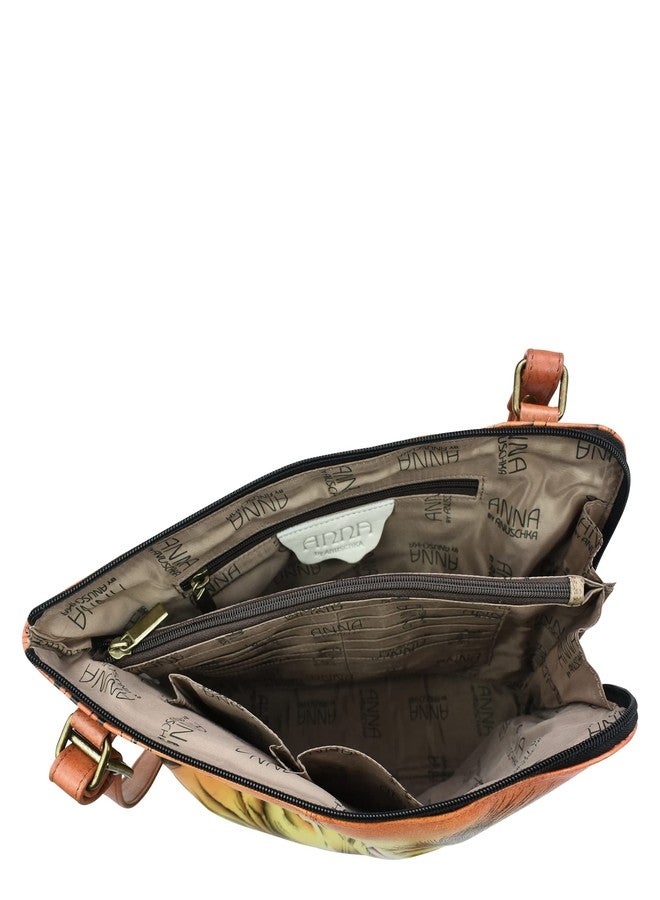 Anna by Anuschka Hand Painted Women’s Genuine Leather-Two-Sided Zip Travel Organizer - Lion In Love - Image 5