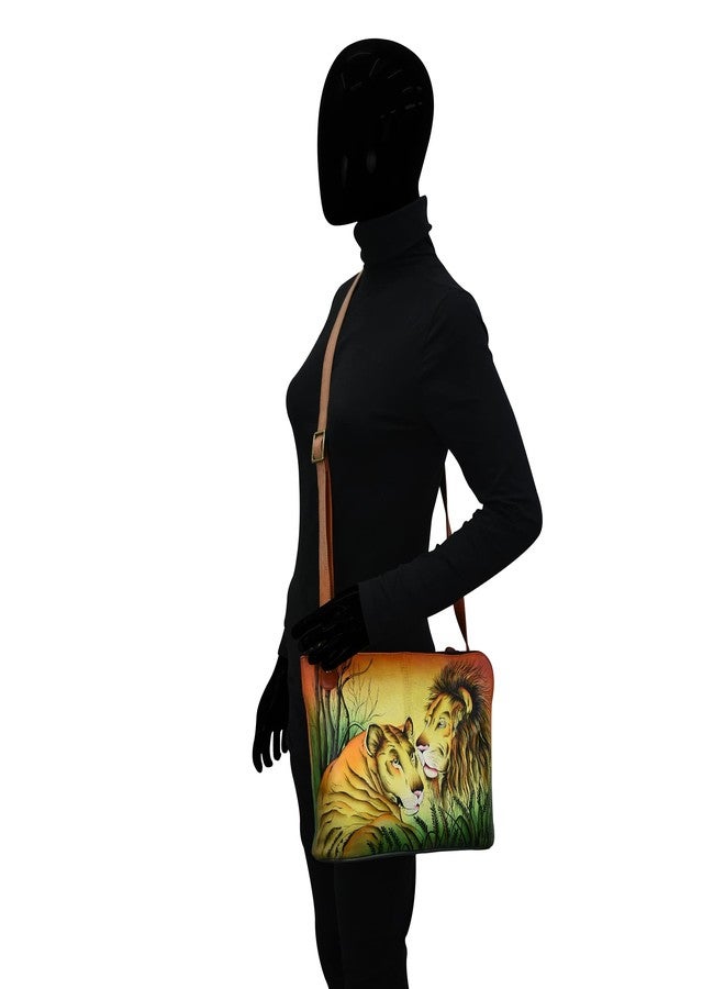 Anna by Anuschka Hand Painted Women’s Genuine Leather-Two-Sided Zip Travel Organizer - Lion In Love - Image 2