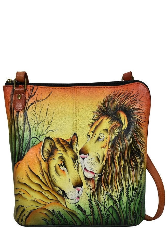 Anna by Anuschka Hand Painted Women’s Genuine Leather-Two-Sided Zip Travel Organizer - Lion In Love - Image 1