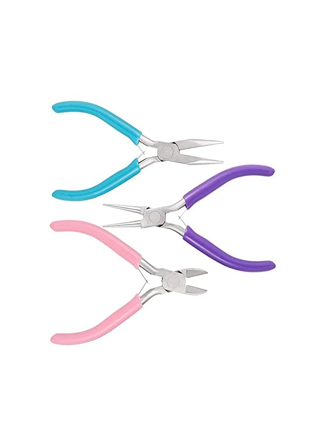 vesus Jewelry DIY Pliers Hand Making Tools, Handcraft Making Tools Supplies with Round Nose Pliers & Needle Nose Pliers & Chain Nose Pliers, and Wire Cutter for Jewelry Repair, Wire Wrapping, 3 PCS - Image 2