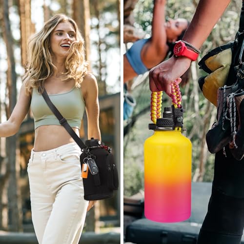 VICKNIY Half Gallon Water-Bottle with straw - 64oz Vacuum Insulated Water Bottles with Paracord Handle, Straw Spout Lids, Water Bottle Carrier Holder, Protective Cup Mat, 2 Liter Stainless Steel Water Jug - Image 5