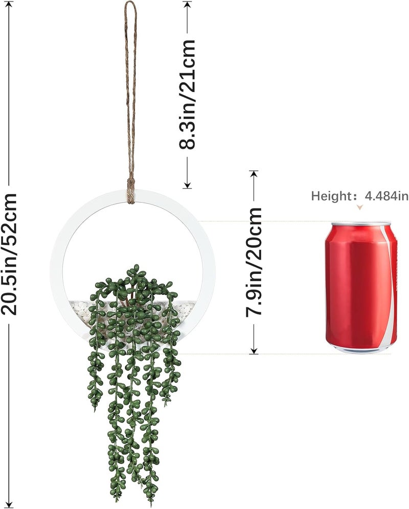 Floweroyal ديكور حائط بوهيمي، نبتتان معلقتان صناعيتان من العصارة، ديكور أخضر معلق داخلي، مثالي للحمام وغرفة المعيشة وغرفة النوم والمكتب والمرحاض، نباتات عصارية معلقة صناعية على الحائط - Image 3