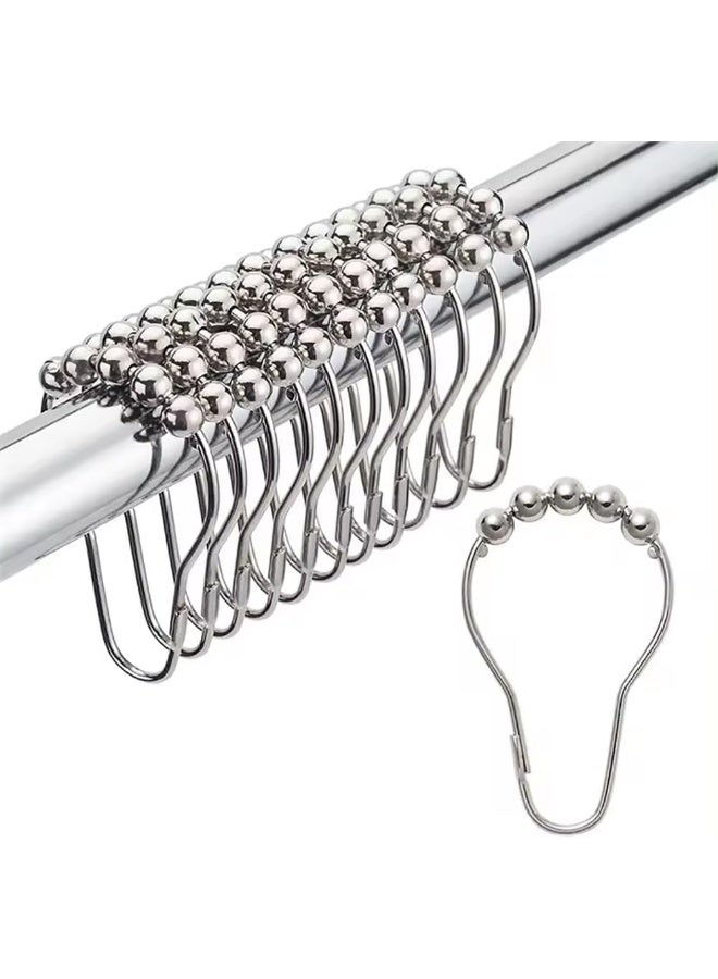 Rubik Shower Curtain Rings, Stainless Steel Hooks - Image 1