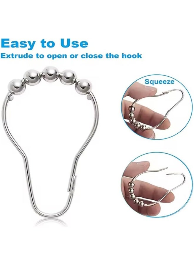 Rubik Shower Curtain Rings, Stainless Steel Hooks - Image 2