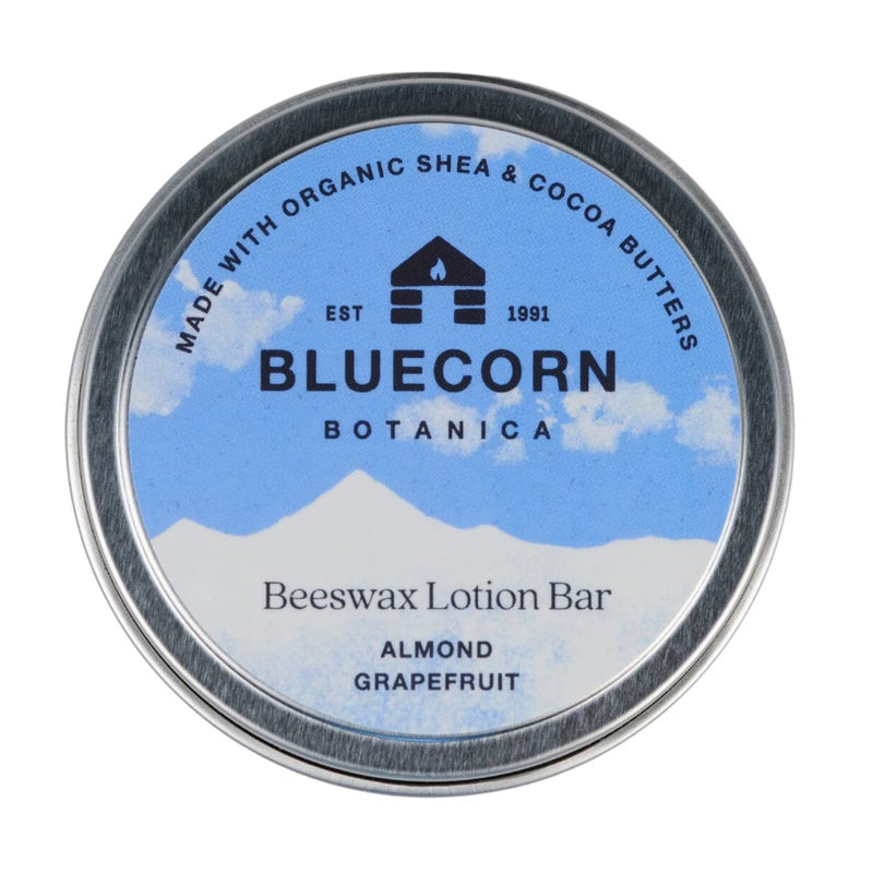 Bluecorn Beeswax UltraMoisturizing Lotion Bar Almond Grapefruit Scent Organic Shea Butter Cocoa Butter Vitamin E Apricot Oil  Avocado Oil 15 oz PlasticFree Travel Tin Handmade in Colorado