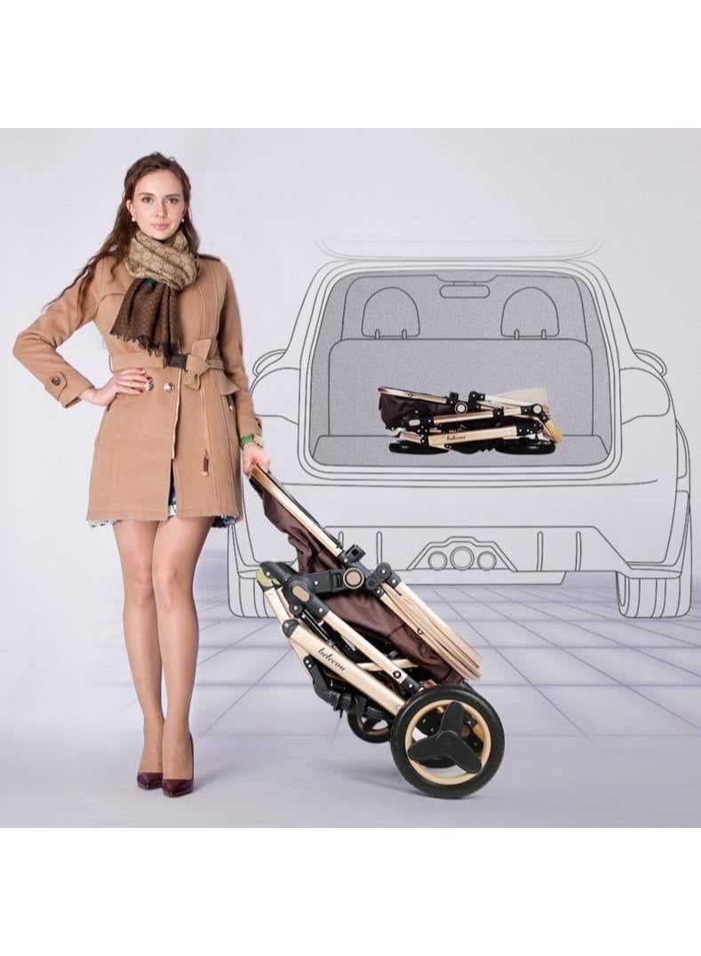 بيليكو عربة أطفال Belecoo عالية الجودة - قابلة للطي بيد واحدة، مع مساحة تخزين كبيرة ونافذة لمراقبة الطفل - Image 4