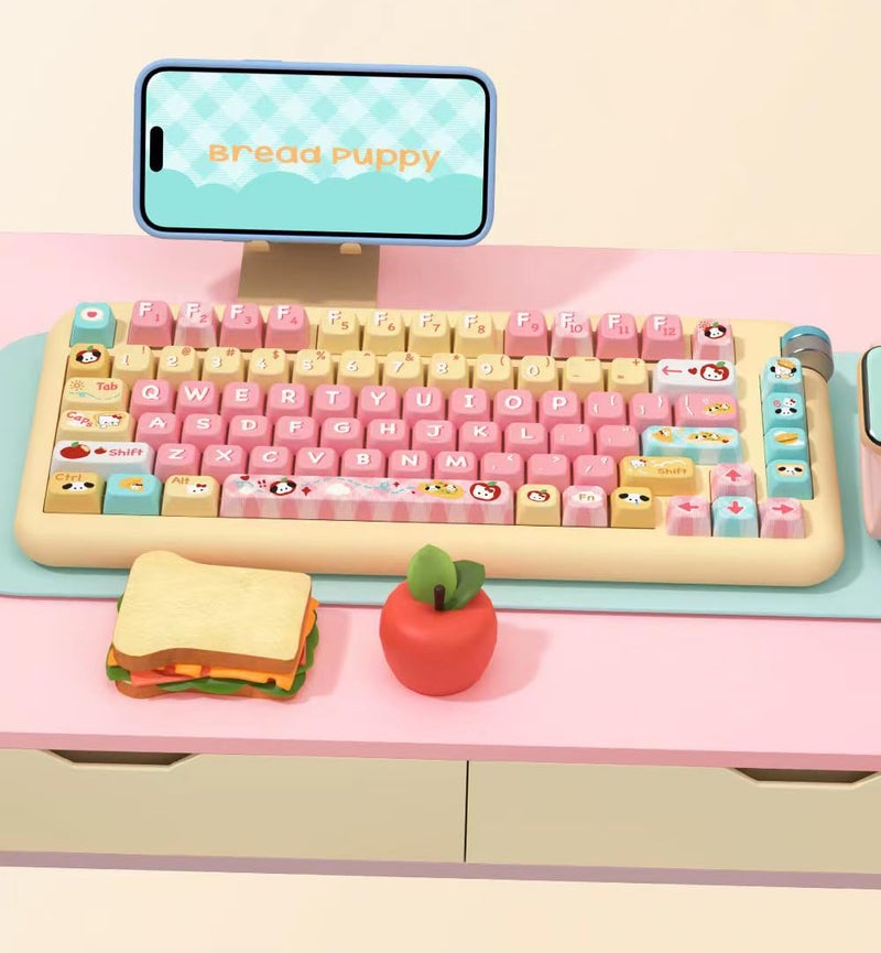 daixiahu Cute Bread Puppy Theme keycaps 158 Key PBT keycaps MDA Custom keycap Set is Suitable for 61/87/104/108 Cherry MX Switch and Other Mechanical Keyboards (Dog) - Image 4