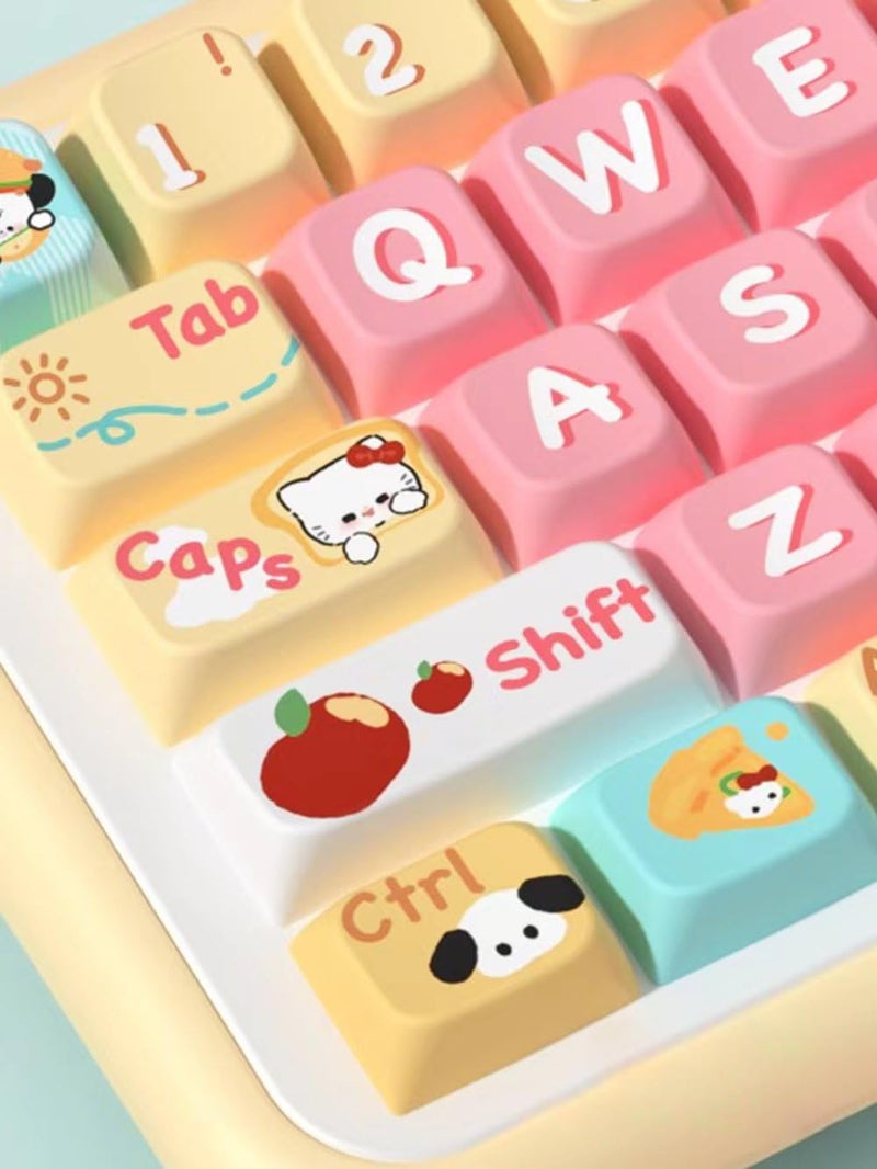 daixiahu Cute Bread Puppy Theme keycaps 158 Key PBT keycaps MDA Custom keycap Set is Suitable for 61/87/104/108 Cherry MX Switch and Other Mechanical Keyboards (Dog) - Image 3