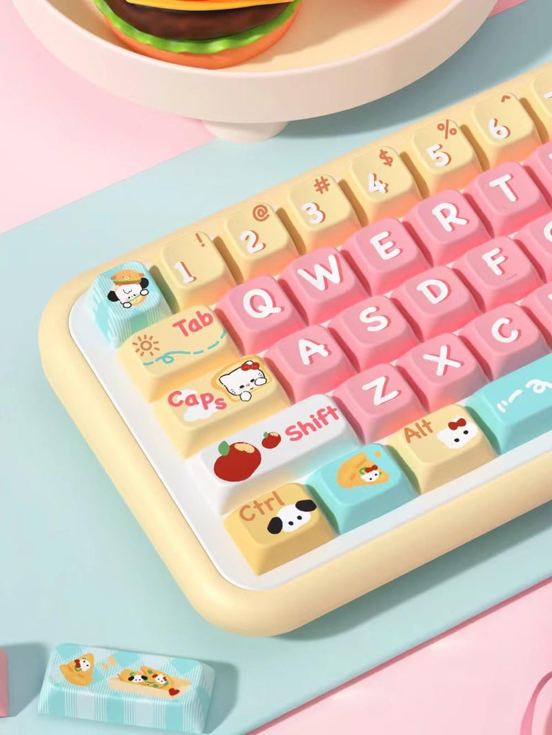 daixiahu Cute Bread Puppy Theme keycaps 158 Key PBT keycaps MDA Custom keycap Set is Suitable for 61/87/104/108 Cherry MX Switch and Other Mechanical Keyboards (Dog) - Image 5