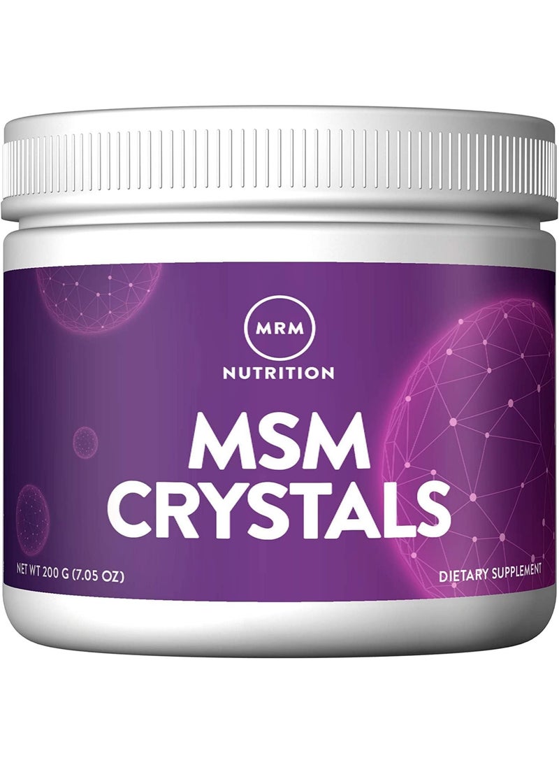 MRM Nutrition MSM Crystals | Methyl-sulfonyl-Methane Drink Mix | Joint Health | Hair + Skin + Nails | Bioavailable Form of Sulfur | Gluten-Free + Vegan | 200 Servings