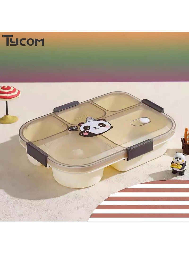 TYCOM Lunch Box for Kid Bento Box Children School Children's Lunch Box with Compartments Leak-proof Lunch Box for Girls and Boys Snack Box Panda-Black.  - Image 2