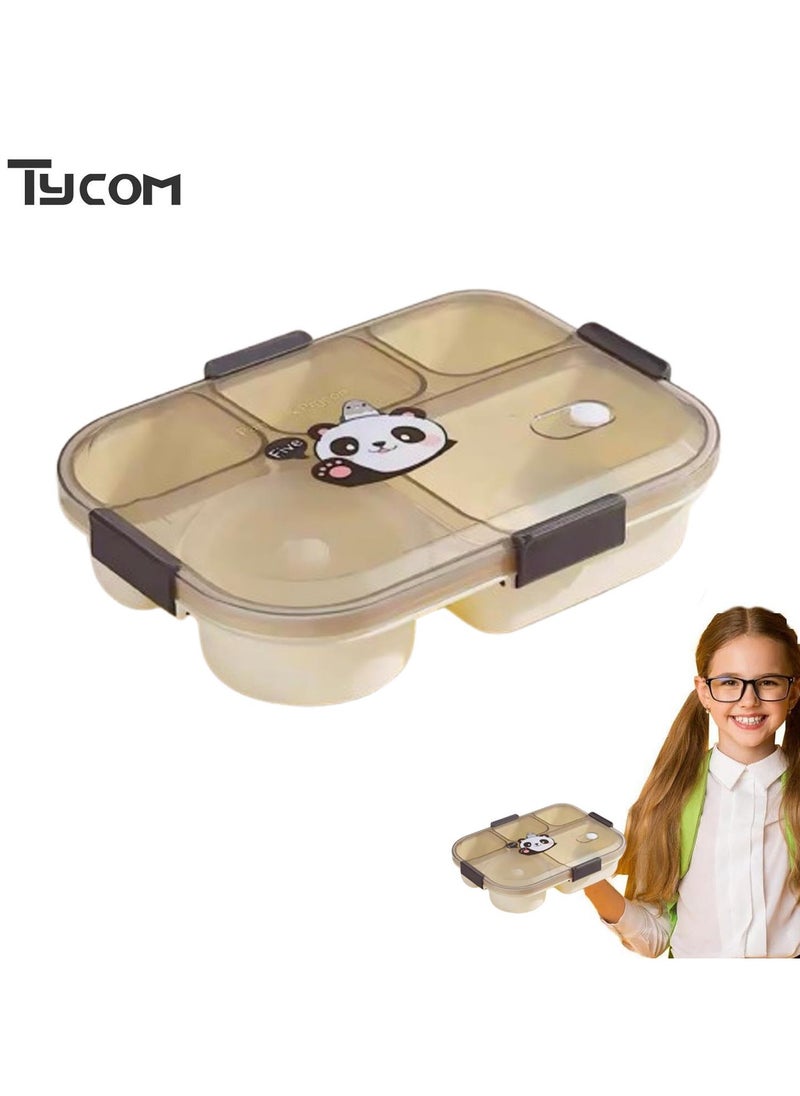 TYCOM Lunch Box for Kid Bento Box Children School Children's Lunch Box with Compartments Leak-proof Lunch Box for Girls and Boys Snack Box Panda-Black.  - Image 3