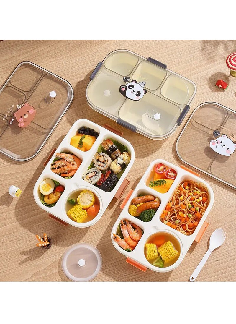 TYCOM Lunch Box for Kid Bento Box Children School Children's Lunch Box with Compartments Leak-proof Lunch Box for Girls and Boys Snack Box Panda-Black.  - Image 5