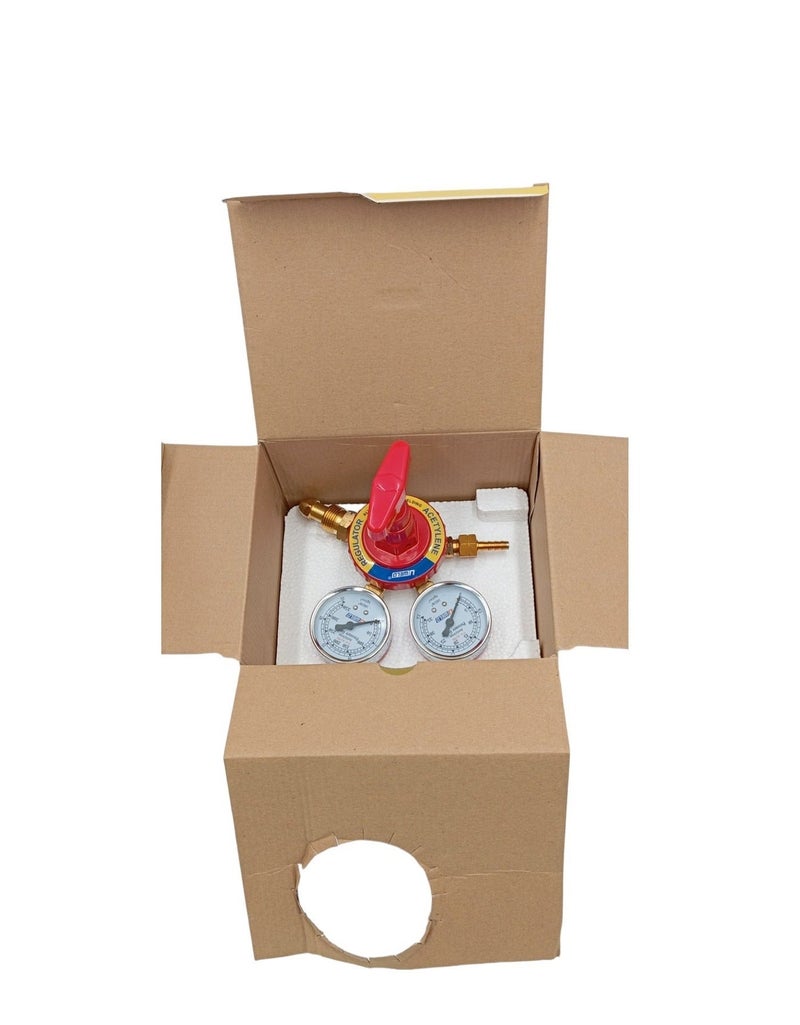 Medium Gas Pressure Regulator With Dual Pressure Gauges And Brass Connectors For Gas Cylinder, Multicolour - Image 2