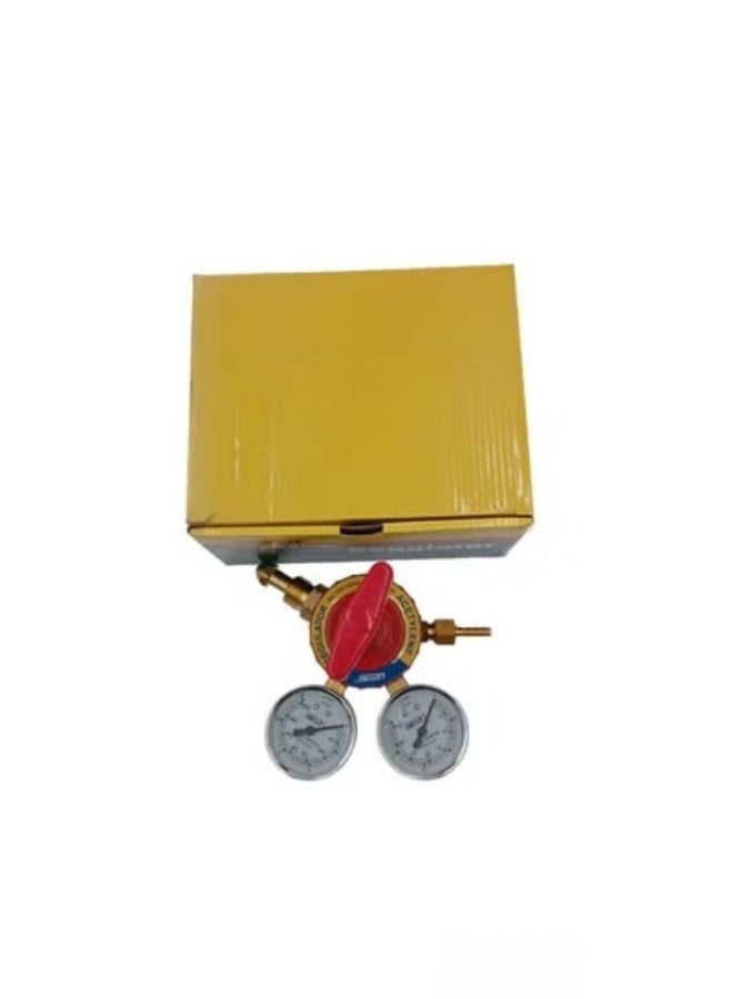 Medium Gas Pressure Regulator With Dual Pressure Gauges And Brass Connectors For Gas Cylinder, Multicolour - Image 3
