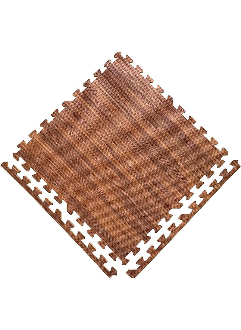 Interlocking Wood Design Foam Puzzle Mats Kids Durable Large Soft Indoor Floor Play Mat Size 60x60x1cm with 8 tiles - Image 1