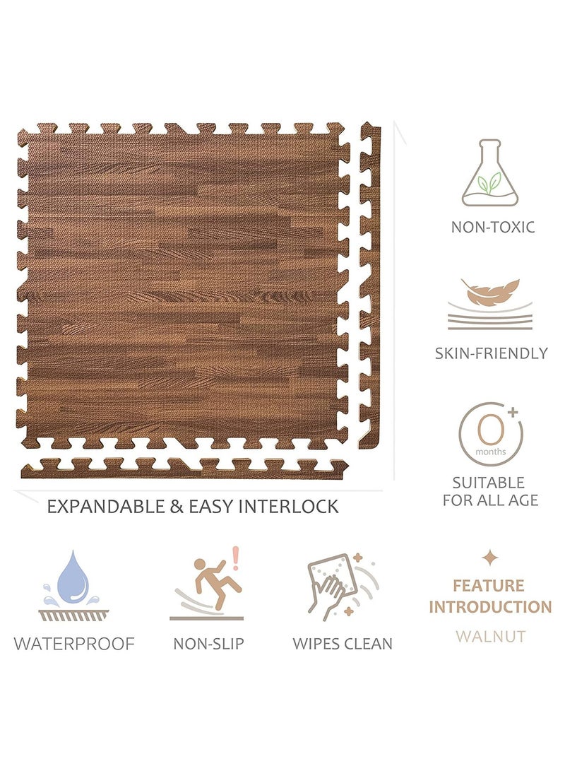Interlocking Wood Design Foam Puzzle Mats Kids Durable Large Soft Indoor Floor Play Mat Size 60x60x1cm with 8 tiles - Image 3