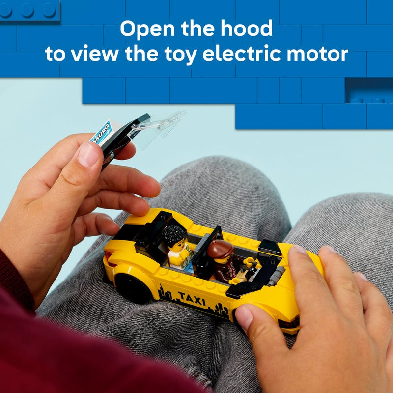 ليغو التاكسي الأصفر من ليغو® سيتي - مجموعة سيارة مع شخصيتين صغيرتين – سيارة تاكسي أيقونية – 60487 - Image 4