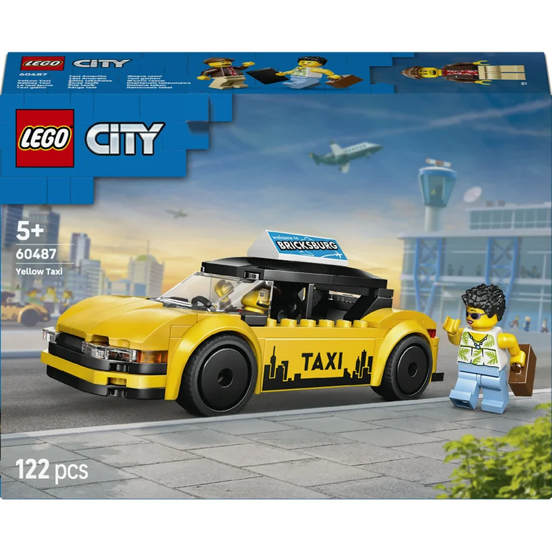 LEGO City Yellow Taxi - Model Car Kit with 2 Minifigures 60487  (Age 5+, 122 Pieces)