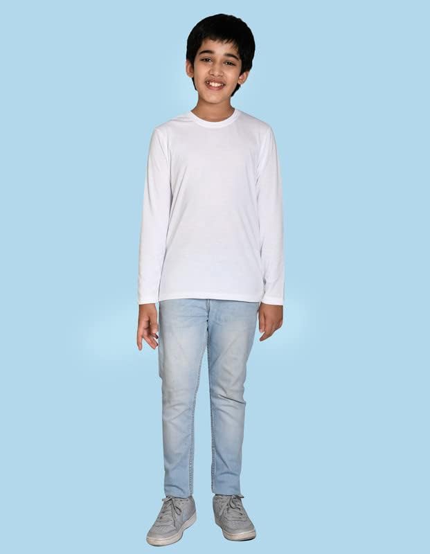 Nusyl Boys Full Sleeves Solid T-Shirt for Kids | Soft Cotton Blend | Comfortable Regular Fit | Casual 2-16 Years | White - Image 5