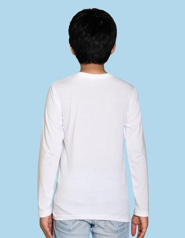 Nusyl Boys Full Sleeves Solid T-Shirt for Kids | Soft Cotton Blend | Comfortable Regular Fit | Casual 2-16 Years | White - Image 3
